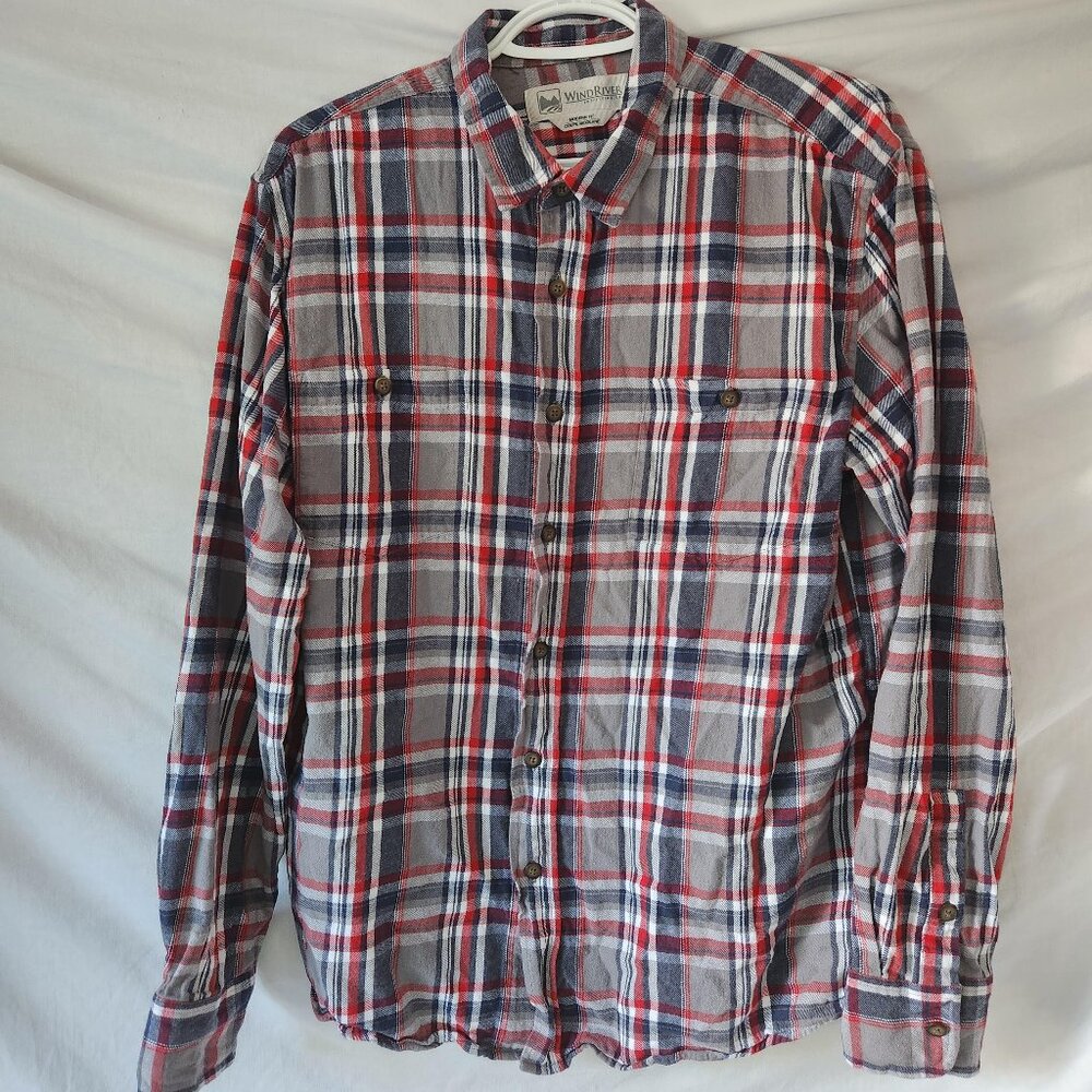 WindRiver Men’s L Long Sleeve 100% Cotton Casual Flannel Shirt